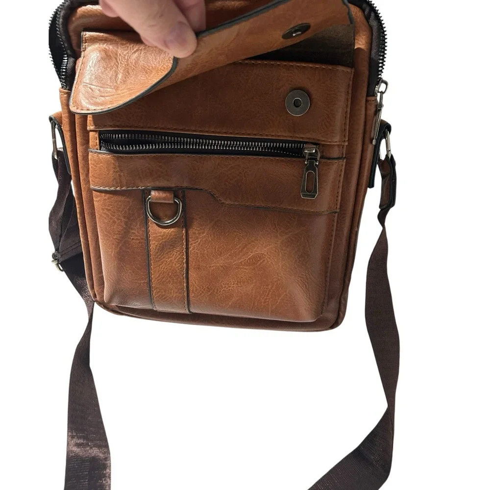 Weixer Crossbody Men’s Shoulder Bag Vintage Leather Vertical Hand Business